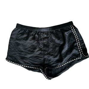 Morgan Lane Heart-Pocket Silk-Blend Sleep Shorts in Black S